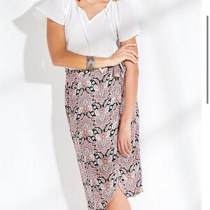 Maurices Paisley High Rise Midi Wrap Skirt SZ L NWT Side Tie High Waist